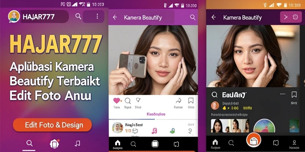 Antarmuka utama HAJAR777 yang menampilkan fitur Kamera Beautify secara jelas.