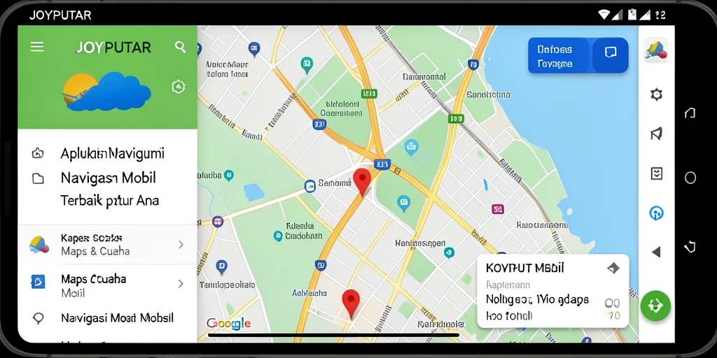 Antarmuka Navigasi Mobil JOYPUTAR yang user-friendly dan informatif.