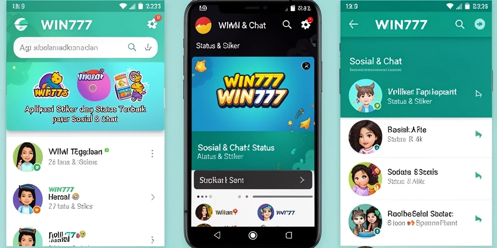 Tampilan antarmuka WIN777 dengan berbagai stiker menarik.