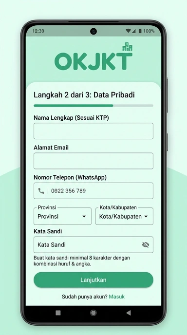Tampilan halaman daftar okjkt