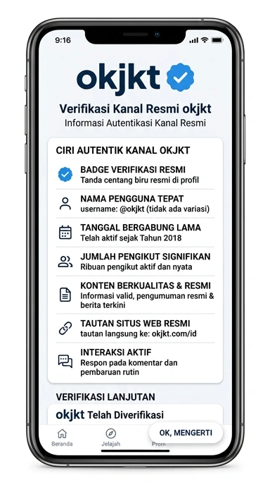 Tampilan kanal resmi okjkt